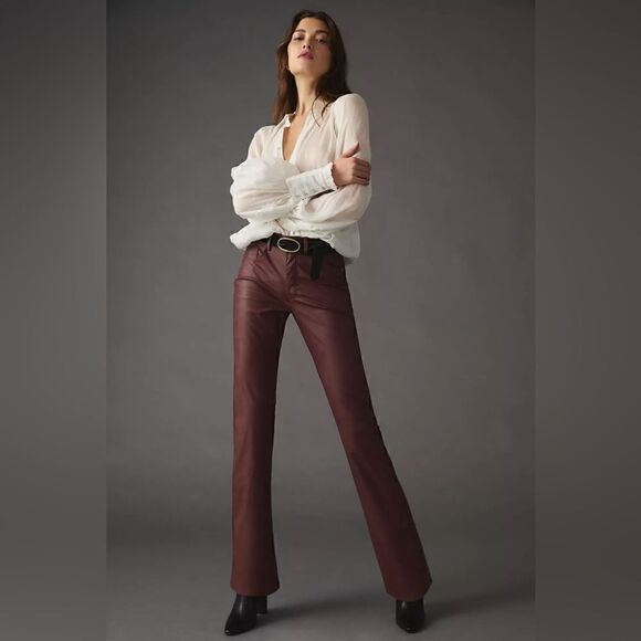 Anthropologie Pilcro The Yaya Mid-Rise Faux Leather Pants Size 32 - Picture 1 of 8